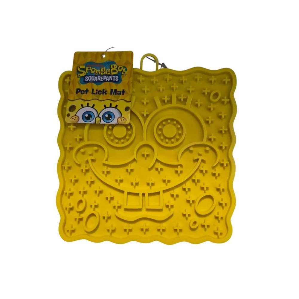 SpongeBob Dog Bowl & Lick Mat Bundle | Fun Pet Feeding & Treat Set New